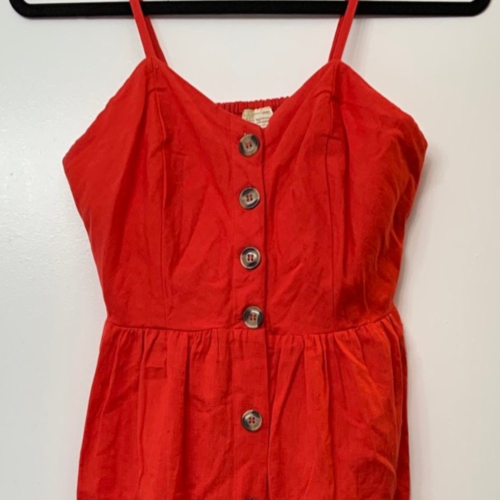 Faux Linen Midi Dress